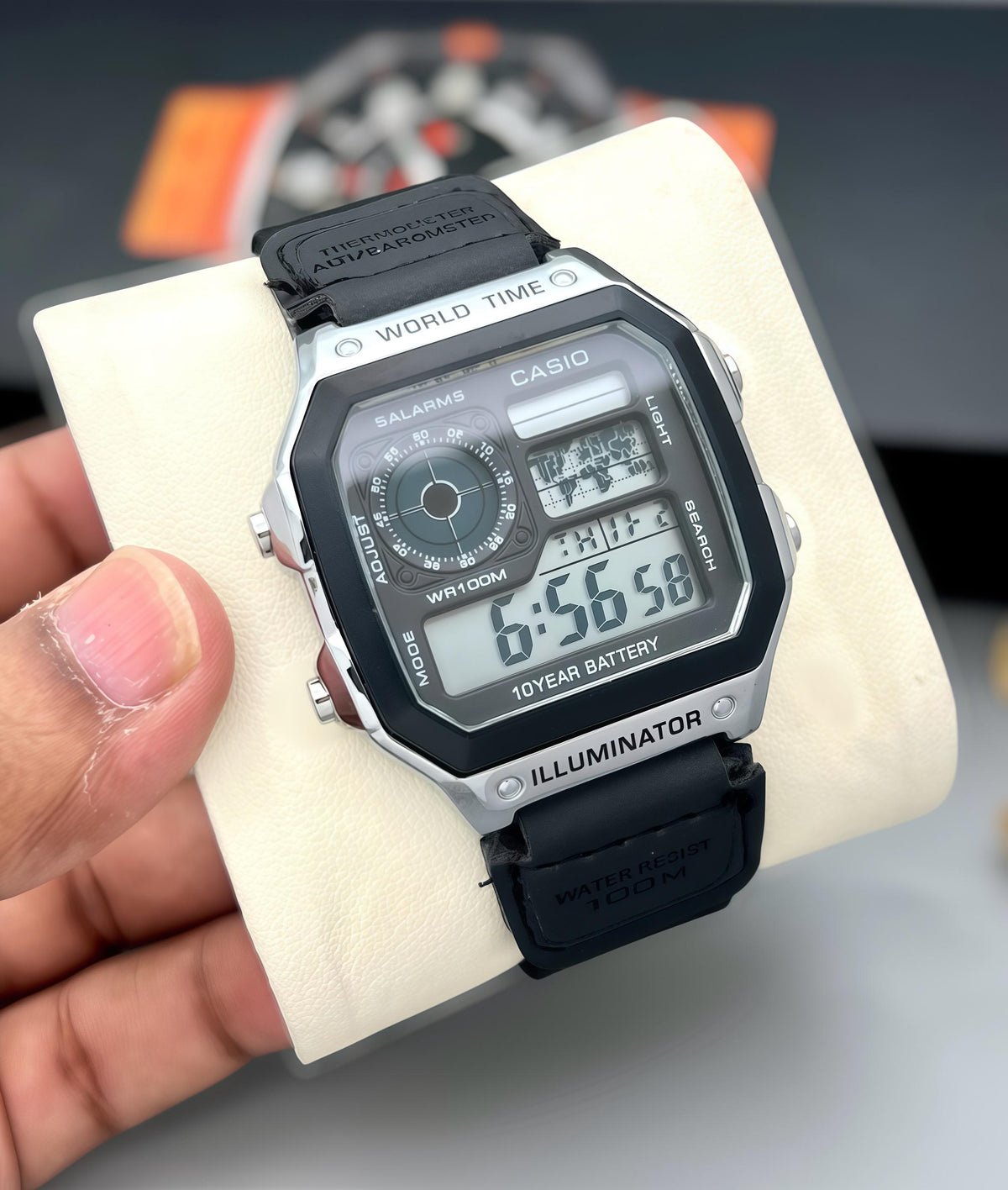 World Time Digital Watch | 10-Year Battery | 100M Water Resistant | Unisex Sports