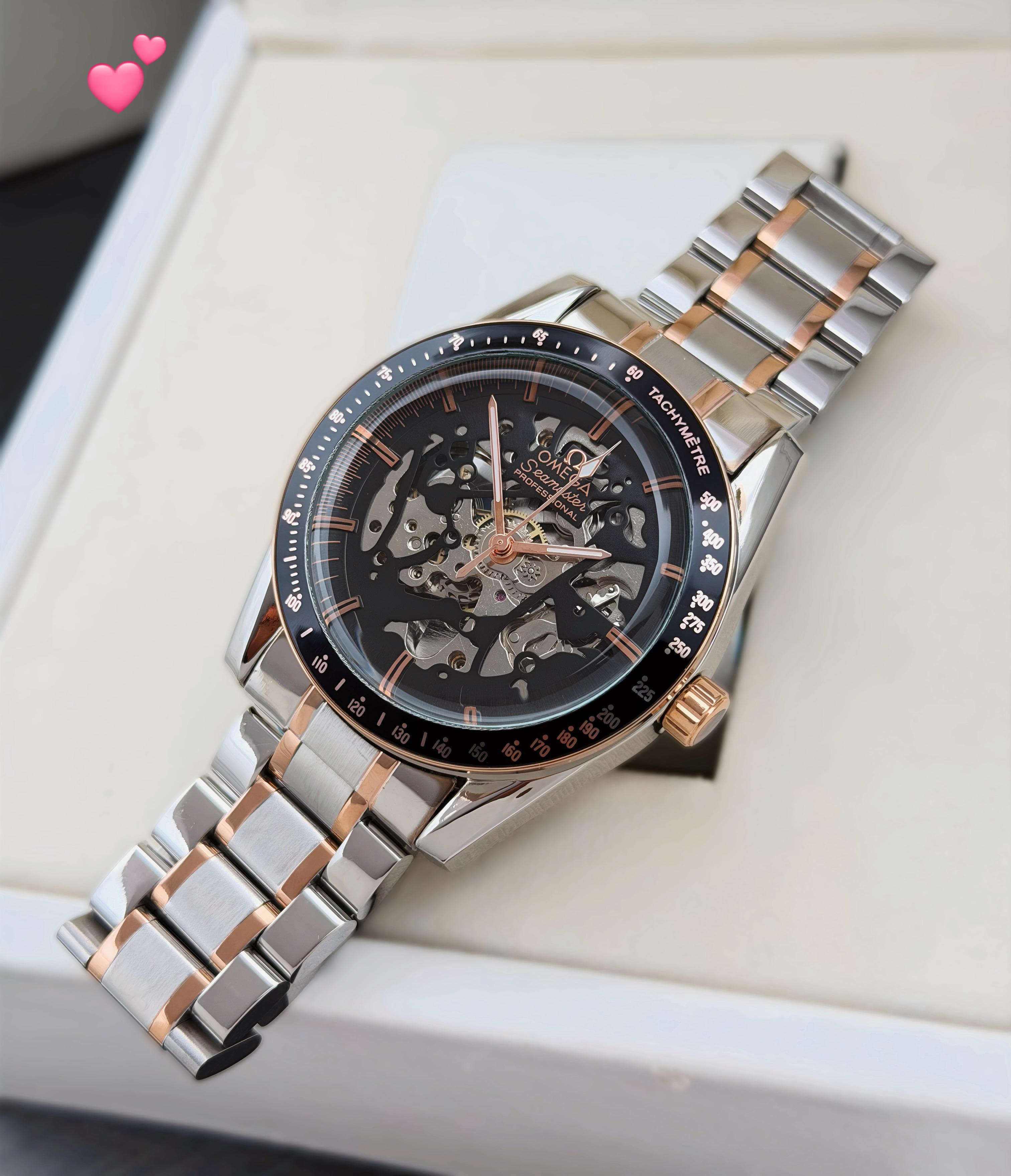 Professional Skeleton Watch - Two-Tone Stainless Steel & Rose Gold