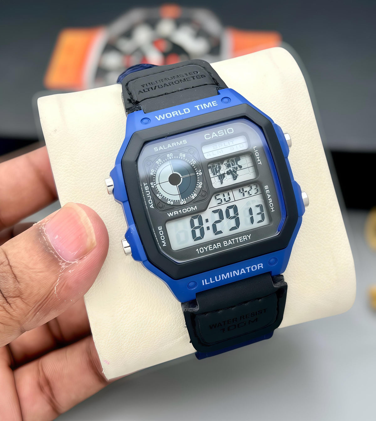 World Time Digital Watch | 10-Year Battery | 100M Water Resistant | Unisex Sports
