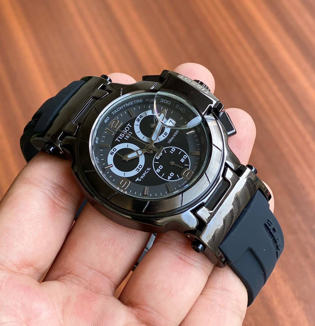 T-Race Chronograph Black Dial Orange Rubber Strap Men's Watch | Sports & Casual