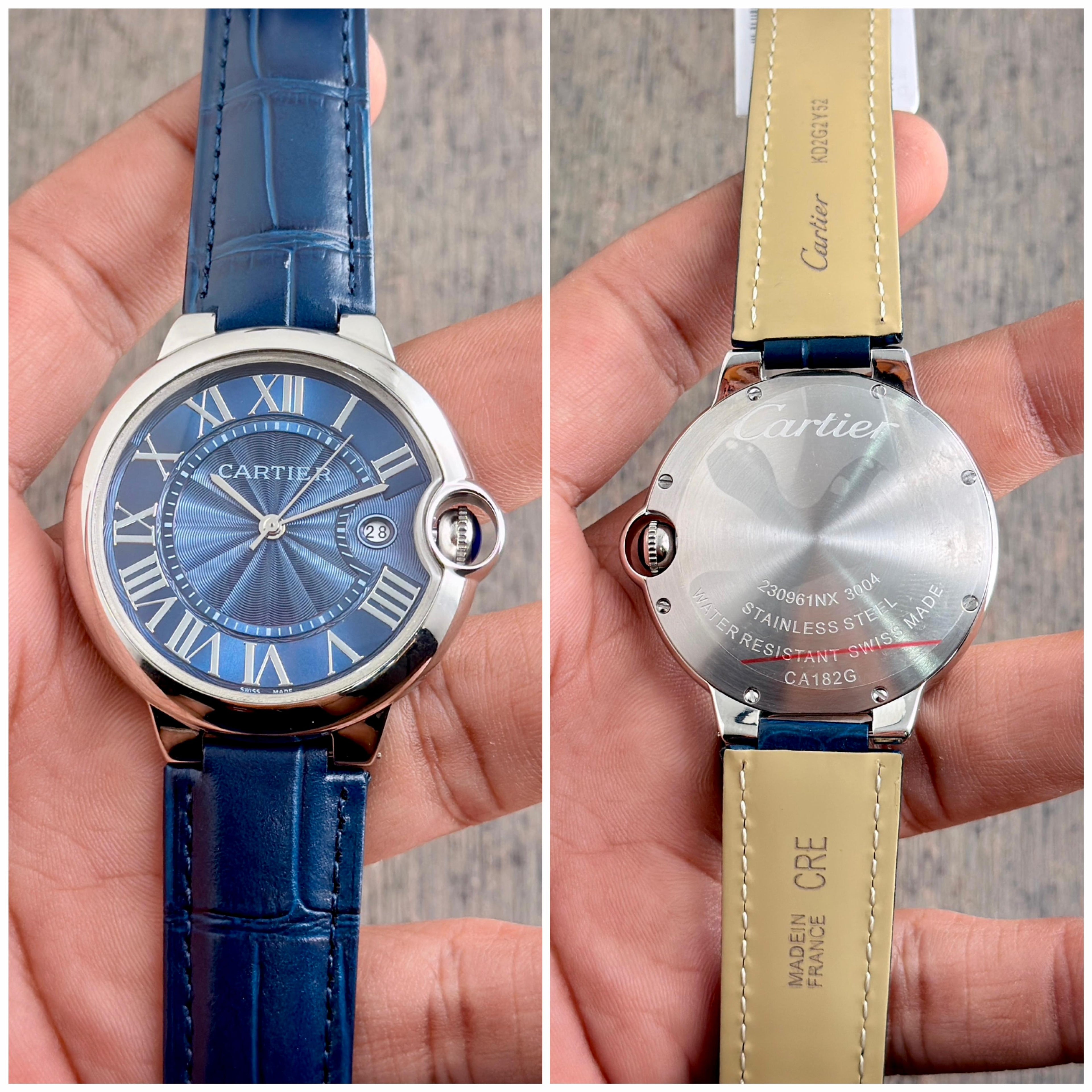 Slate Outdoor Weatherproof Thermometer Watch Blue Leather Belt|