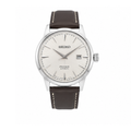 Automatic Watch – White Dial, Silver Case & Brown Leather Strap