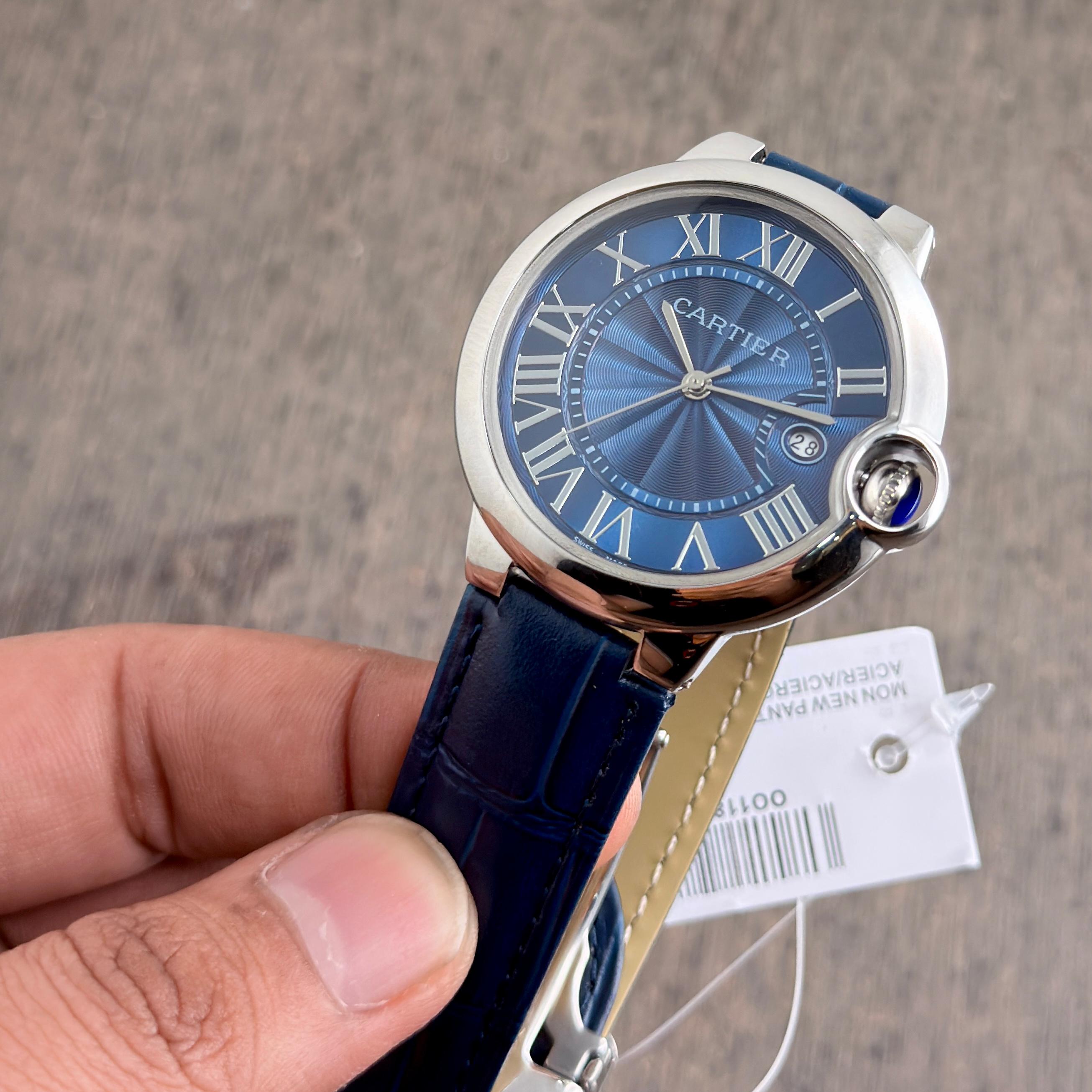 Slate Outdoor Weatherproof Thermometer Watch Blue Leather Belt|