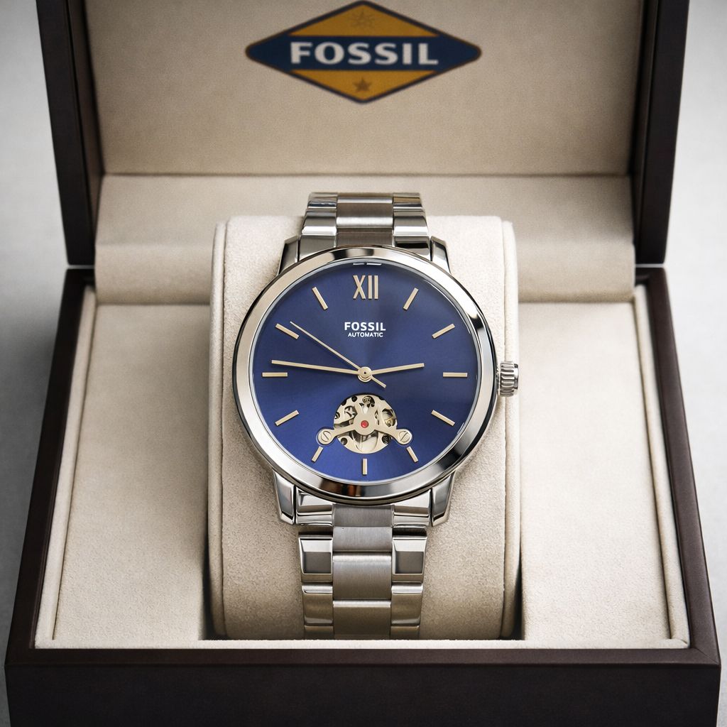 Automatic Sky Blue Dial Stainless Steel Men's Watch | Open Heart Automatic