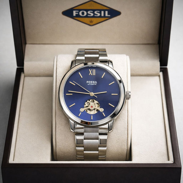 Automatic Sky Blue Dial Stainless Steel Men's Watch | Open Heart Automatic