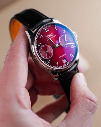 Schaffhausen Automatic Portofino Days Display – Maroon Dail Black Leather Belt Watch