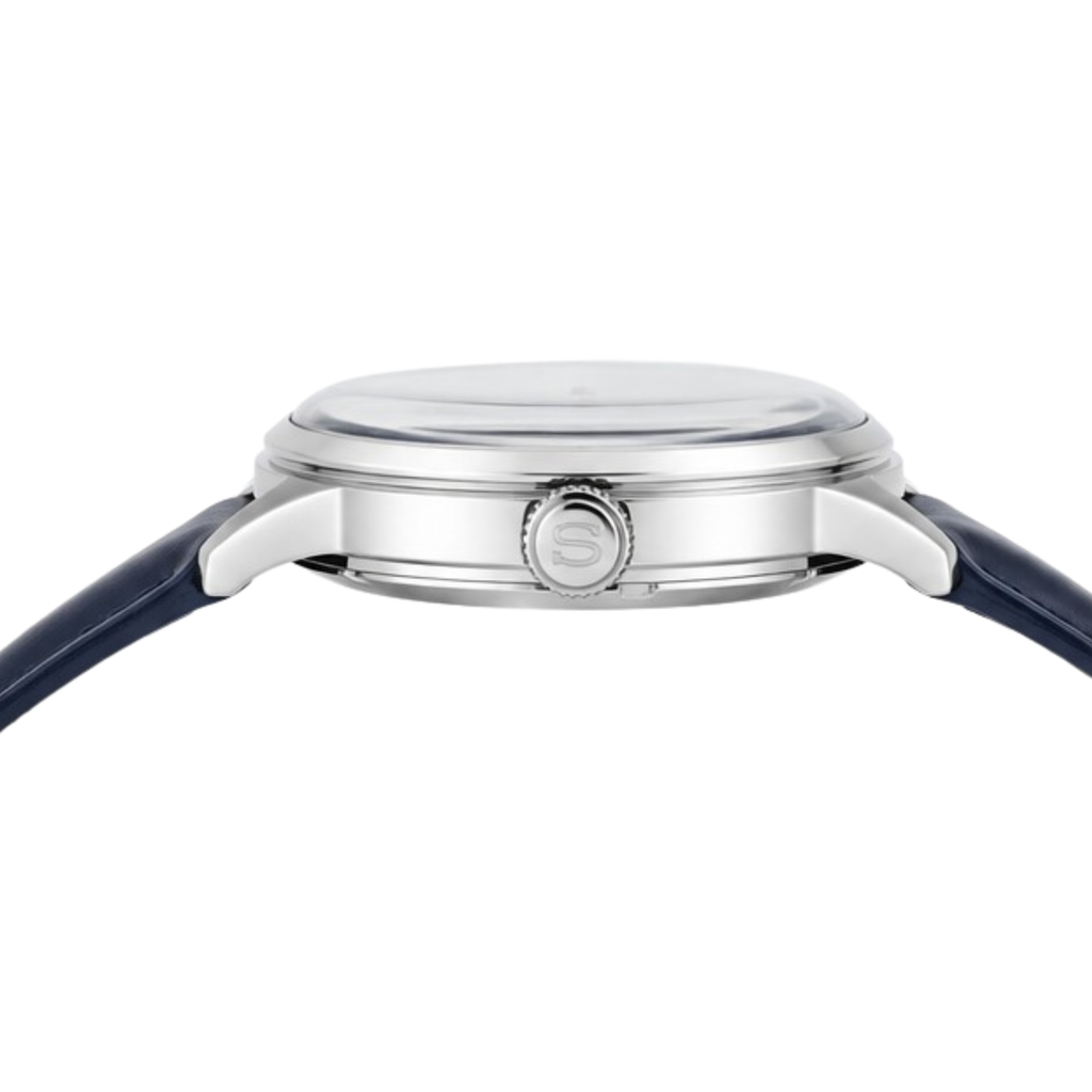 Automatic Watch – Blue Dial, Silver Case & Blue Leather Strap