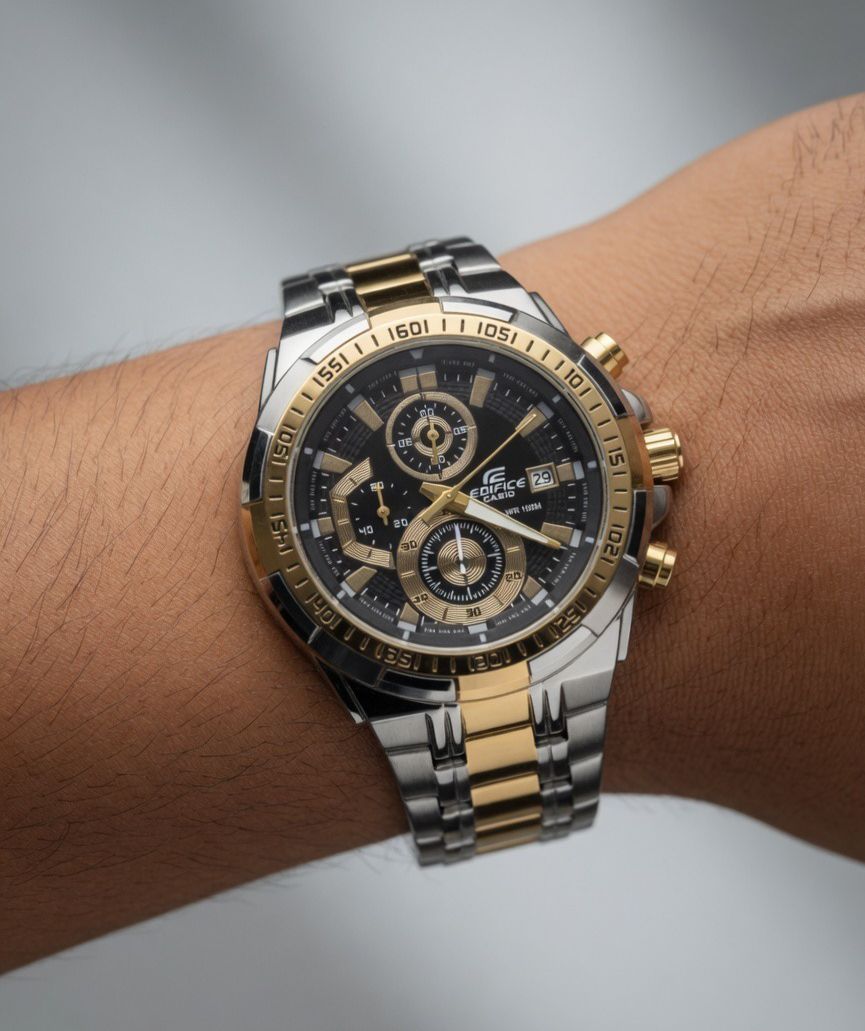 Chronograph Stainless Steel Watch | Black Dial Men's Sport Watch | EF-527 Series