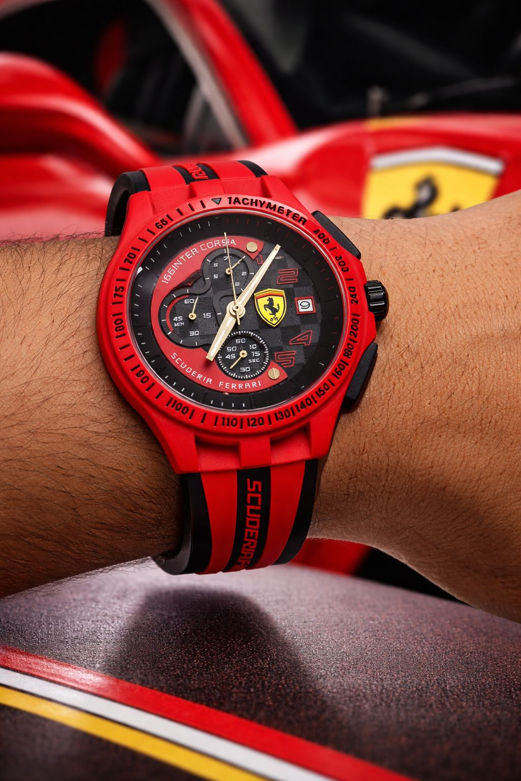 Red Men's Chronograph Watch | Tachymeter | Men's Sport Watch