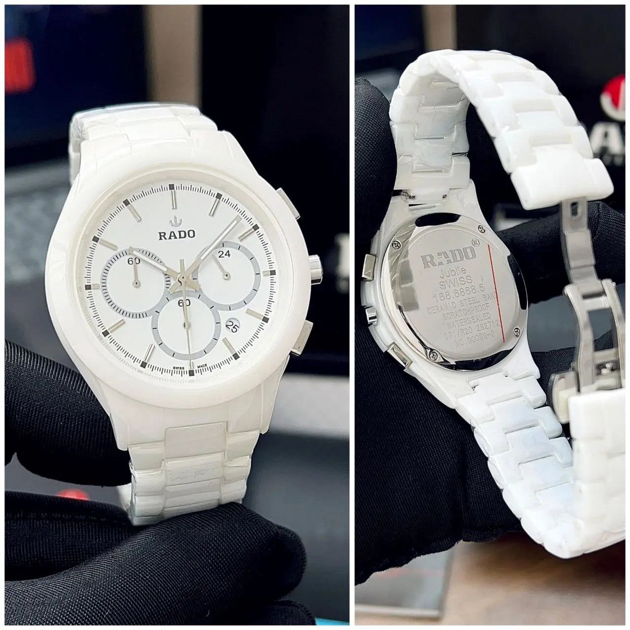 Jubilee White Ceramic Chronograph Watch | Swiss Made | White Dial & Bracelet