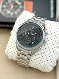 Premium Silver Quartz Chronograph Style Men's Watch with Grey Dial – Stainless Steel Luxury Analog Wrist Watch