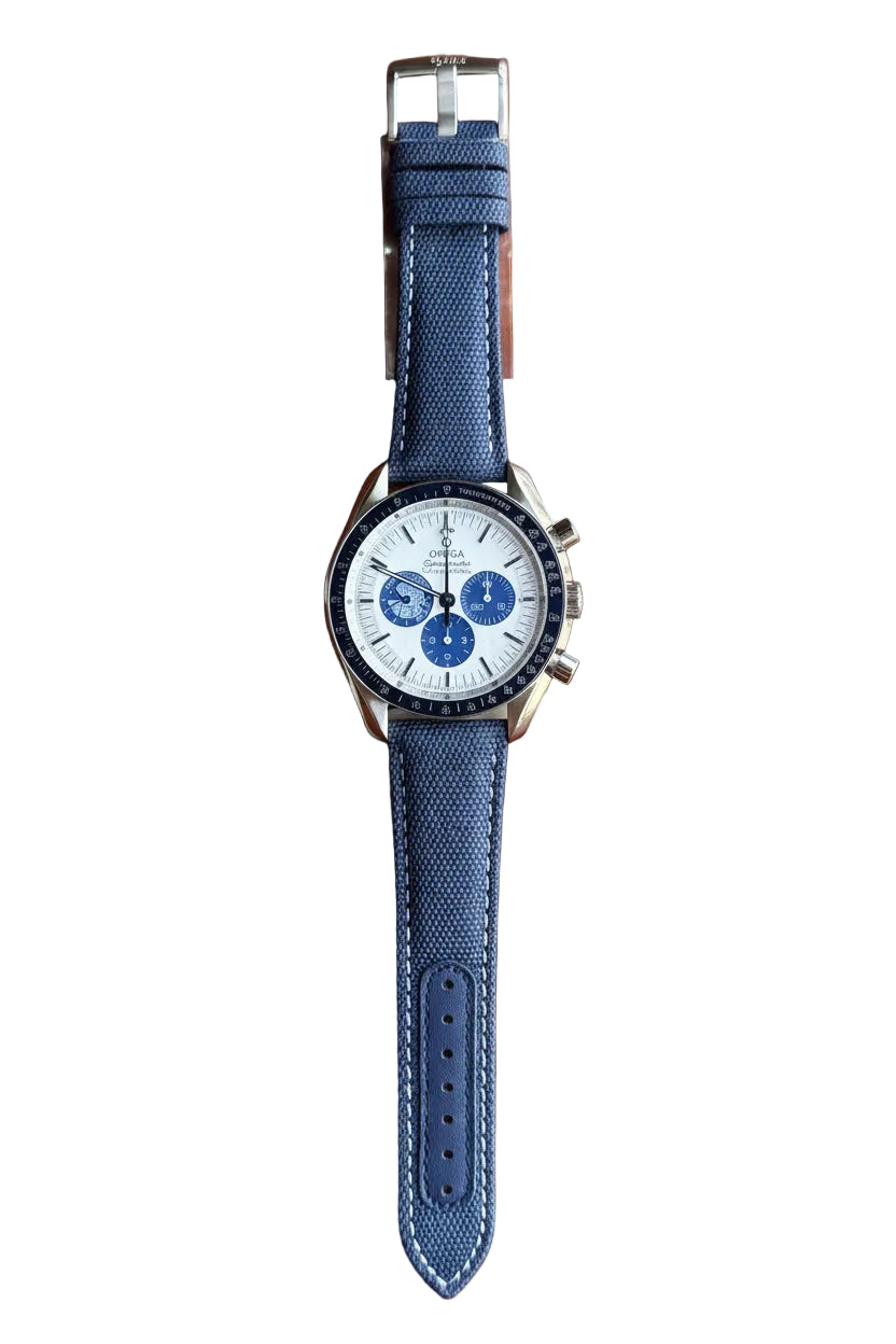 Men’s Luxury Chronograph Automatic Watch – Blue Strap & Silver Dial