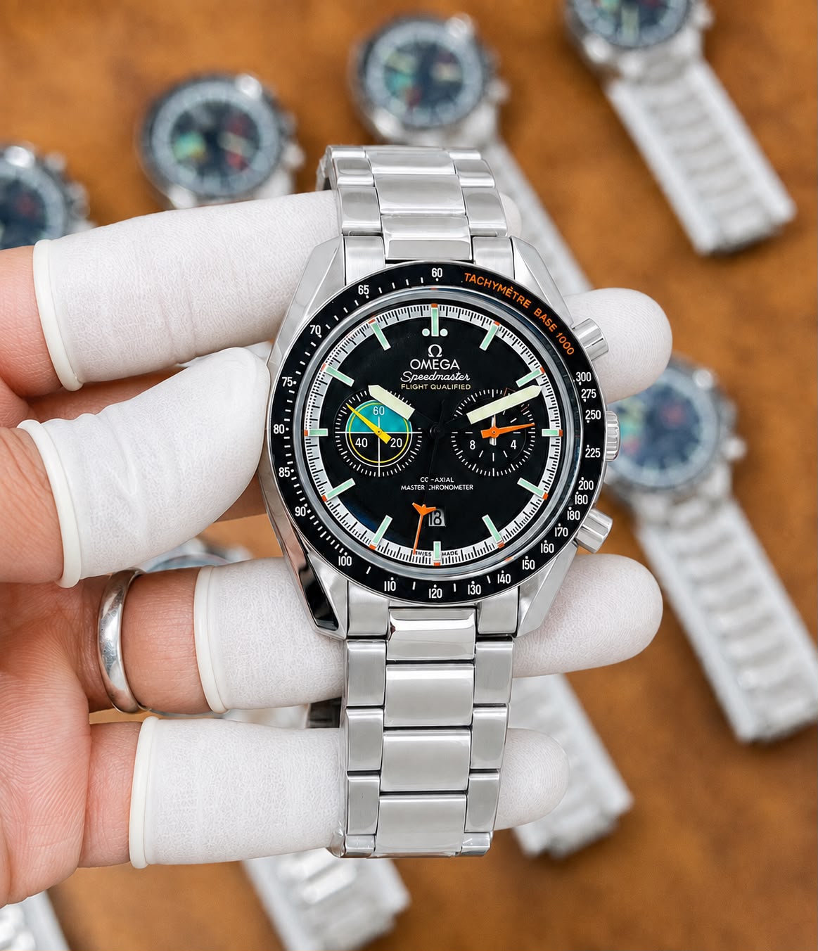 Luxury Men’s Black Chronograph Watch – Stainless Steel Bracelet with Tachymeter Dial