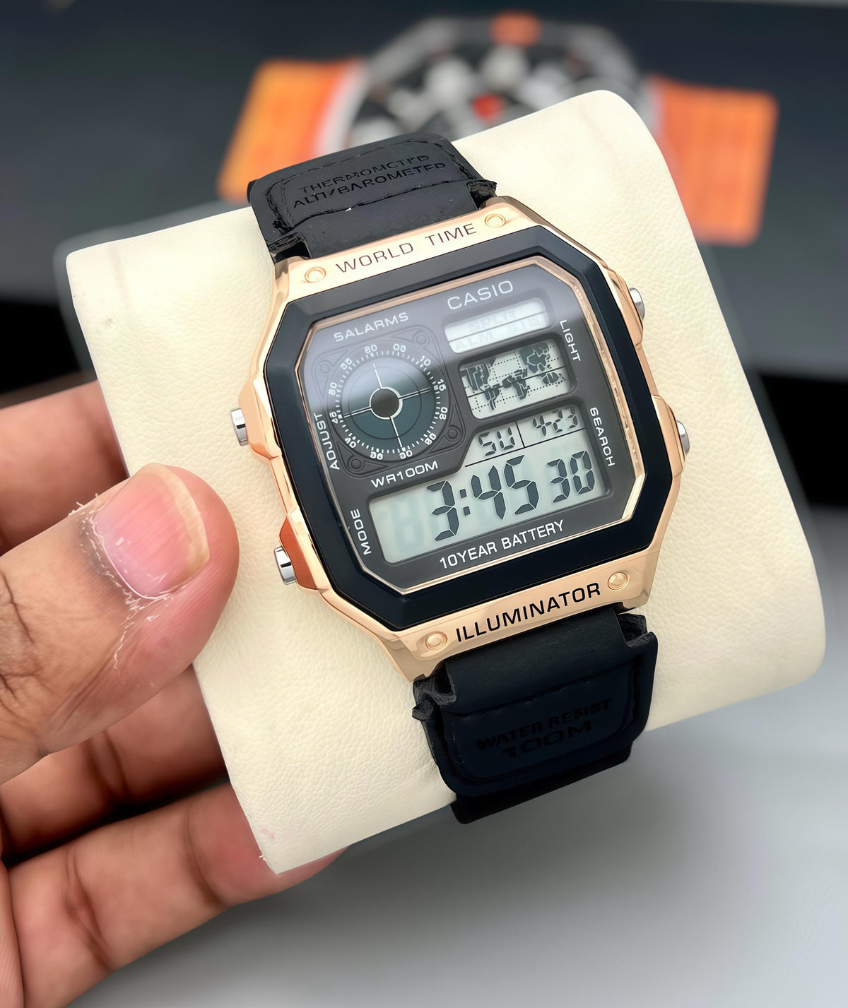 World Time Digital Watch | 10-Year Battery | 100M Water Resistant | Unisex Sports