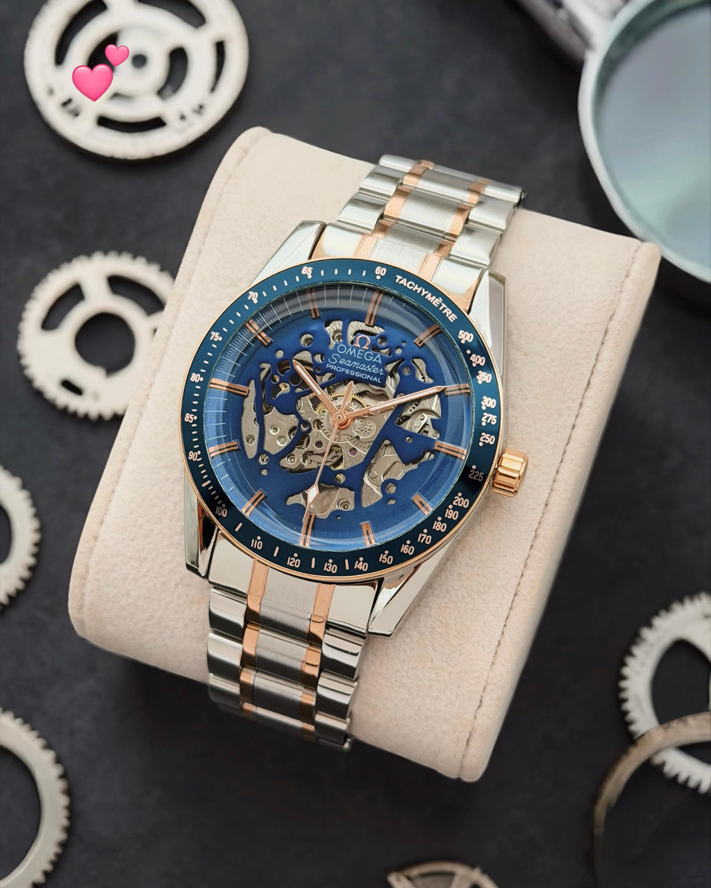 Professional Skeleton Watch - Two-Tone Stainless Steel & Rose Gold