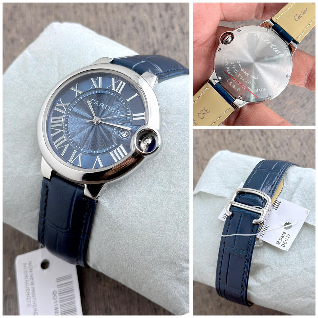 Slate Outdoor Weatherproof Thermometer Watch Blue Leather Belt|