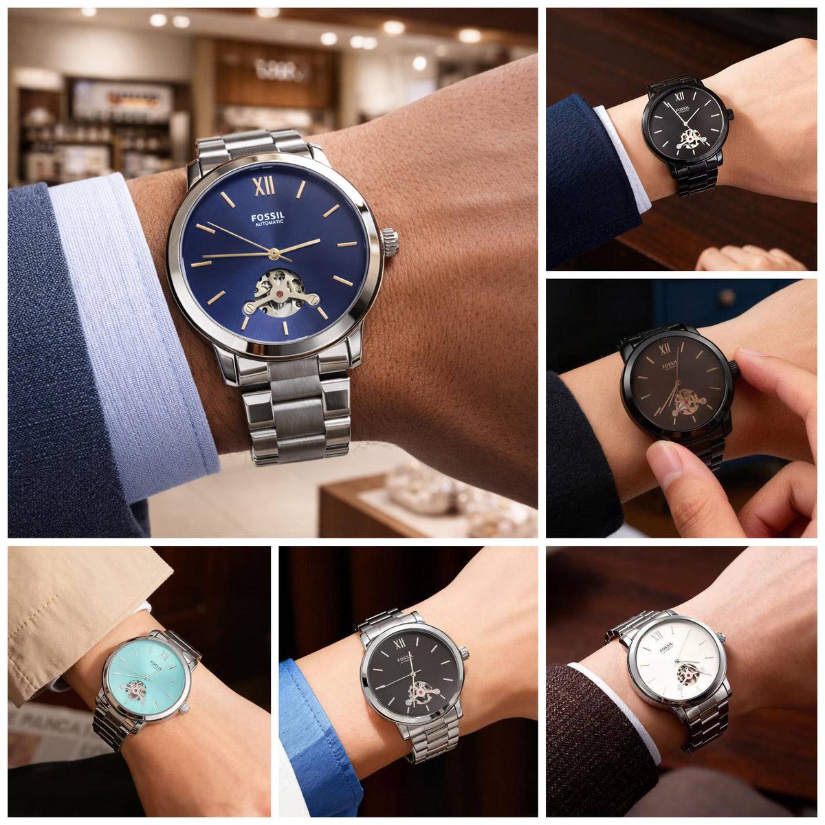 Automatic Sky Blue Dial Stainless Steel Men's Watch | Open Heart Automatic