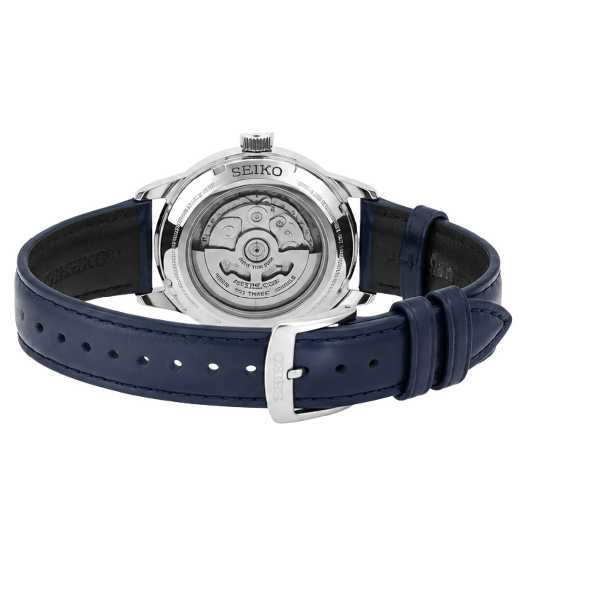 Automatic Watch – Blue Dial, Silver Case & Blue Leather Strap