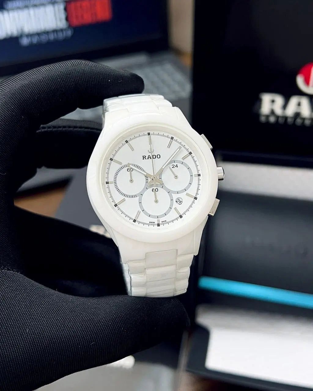 Jubilee White Ceramic Chronograph Watch | Swiss Made | White Dial & Bracelet