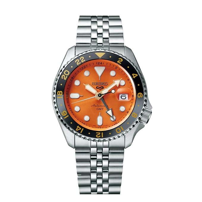 Buy Sports Quartz  GMT Orange Dial Stainless Steel Watch for Men Online in India