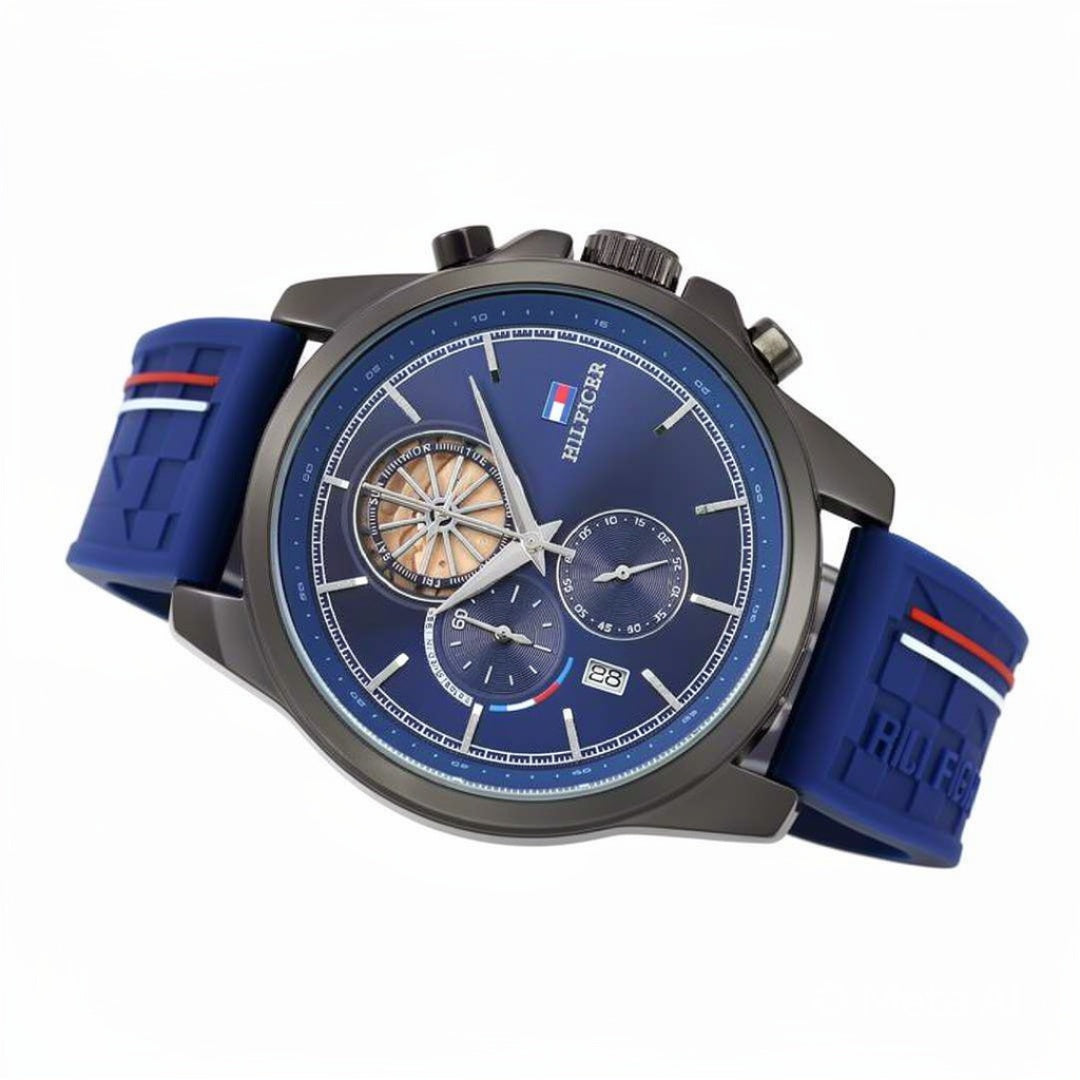 Men's Chronograph Watch | Gunmetal Case, Silicone Strap | Designer Inspired Sports Watch