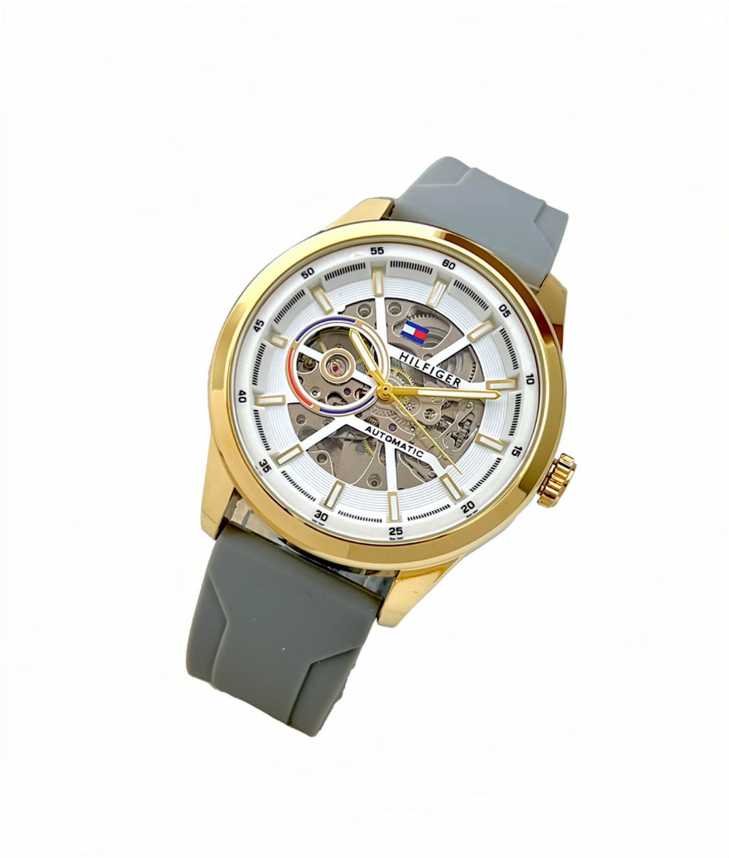 Men's Automatic Watch  Strap | Silver Skeleton Dial | Designer Inspired Sports Watch