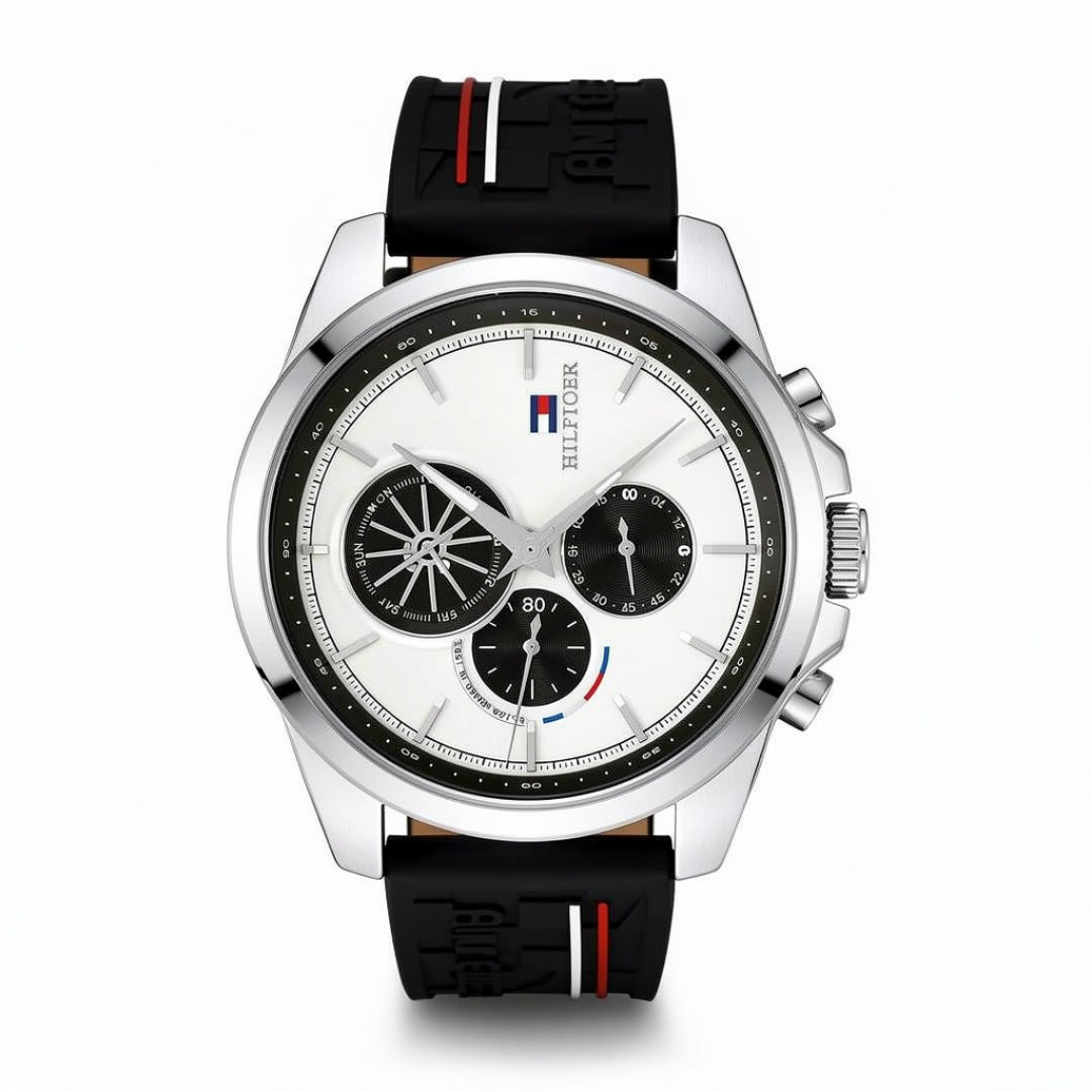 Men's Chronograph Watch | Gunmetal Case, Silicone Strap | Designer Inspired Sports Watch
